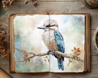 Australia Junk Journal, Oz Animals Scrapbook Papers, Koala Rustic Journal, Paper Craft, Kangaroo Ephemera, Kookaburra Collage, Wombat Page