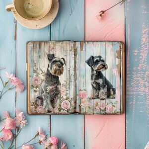 Junk Journal Printables Dog, Schnauzer Vintage Scrapbook, Rustic Journal, Dogs Papercraft, Collage Sheet, Puppy Ephemera, Printable Pages