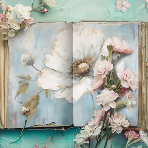 Page imprimable du journal indésirable aquarelle fleurs sauvages, papiers de scrapbooking vintage, journal rustique, créations en papier, feuille de collage, fleurs éphémères