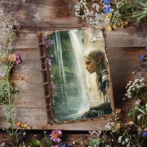 Diario degli elfi, carta per scrapbooking Fantasy Forest, diario rustico, artigianato di carta, effimeri del paese delle fate, collage magico, pagine degli elfi di cristallo