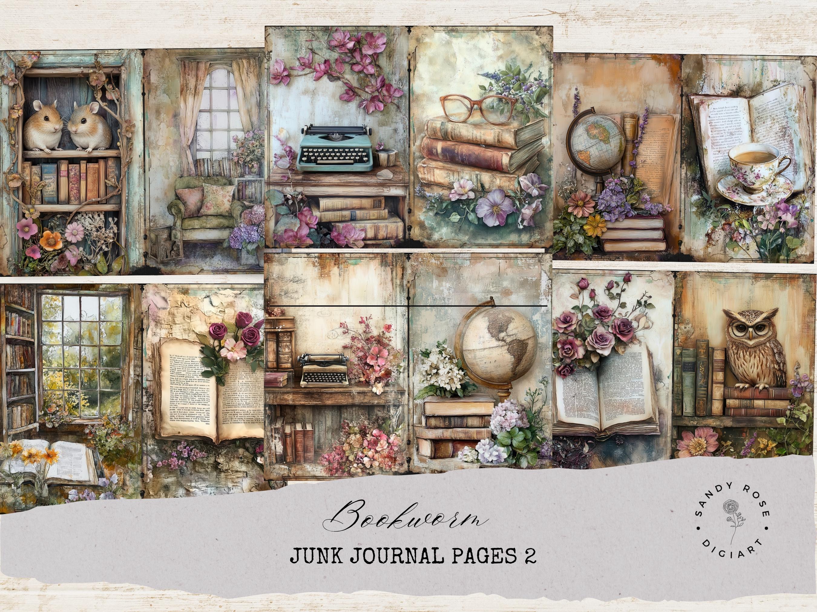 Library Junk Journal Printable, Vintage Scrapbook Papers, Rustic ...
