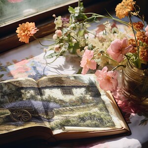 Lavender Junk Journal Kit, Vintage Retreat Plakboekpagina's, Floral Paper Craft, Platteland Rustiek Journal, Lavendel Cottage Kortstondig