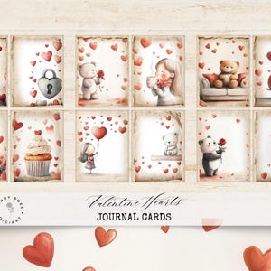 Mots-clés pour carnet de bord, coeurs, cartes postales romantiques pour album de scrapbooking, éphémères romantiques, impression numérique pour couples de la Saint-Valentin