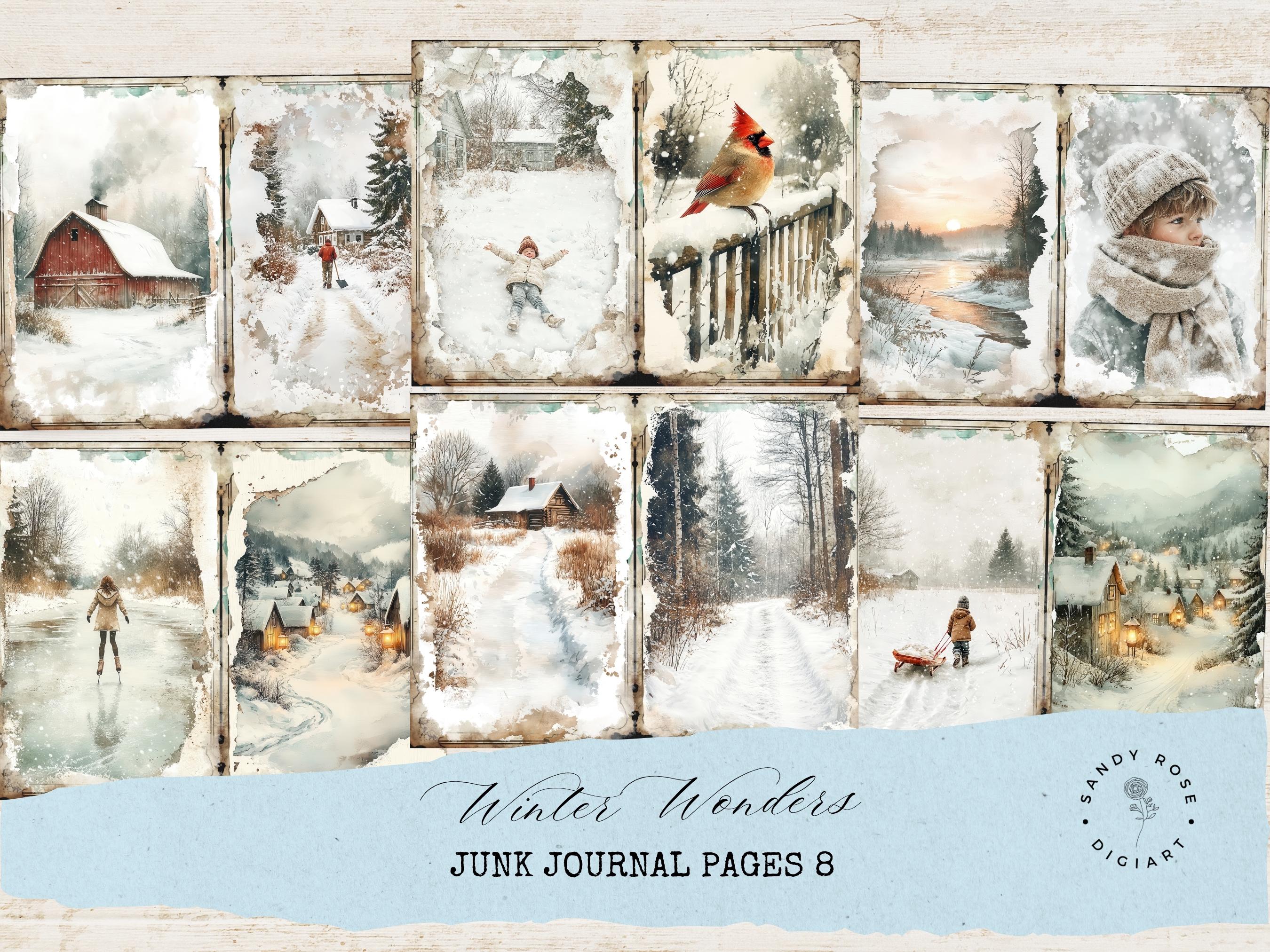 Winter Woodland Junk Journal Kit, Snowy Village Scrapbook Pages ...