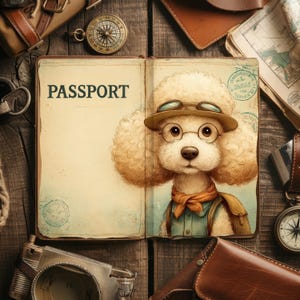 Passport Junk Journal, Valp-inspirerade resekollagepapper perfekta för udda hundraser, semesterminnen, scrapbook och efemera