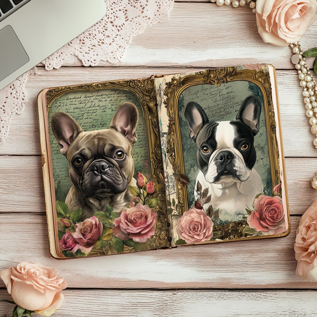Journal Doogs Dog Junk Journal Kit, Floral Dogs Scrapbook Pages, Paper Craft ...