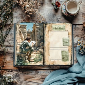 Diario basura de la jungla digital, álbum de recortes de exploradores, manualidad de papel con tesoros secretos, diario rústico, efímeras antiguas, imprimibles de aventuras en el bosque