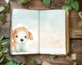 Printable Dog Cat Junk Journal Paper, Pets Scrapbook Page, Puppy Printable Paper Craft, Rustic Journal, Kitten Collage Sheet, Journal Filler