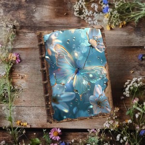 Journal papillon pastel, papiers de scrapbooking, journal rustique, feuille de collage, éphémères papillons et fleurs sauvages, découpage floral