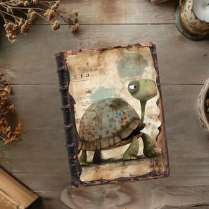 Diario basura de tortugas marinas, páginas de álbum de recortes vintage, manualidad de papel imprimible, diario rústico, efímeras de tortugas peculiares, hoja de collage divertida