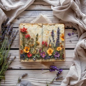 Wildflower Junk Journal Pages, Vintage Floral Scrapbook Papers, Rustic Lavender Journal, Paper Craft, Flowers Collage Sheet, Floral Ephemera