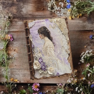 Carta da giornale digitale per matrimonio color lavanda, 6 pagine di album con effetto consumato, carta da stampare, diario rustico, effimeri per matrimonio VOL. 4