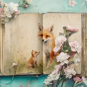 Diario spazzatura a tema natura, carte per album di ritagli di animali del bosco, diario rustico, artigianato di carta, effimeri creature della foresta, collage di campagna 1