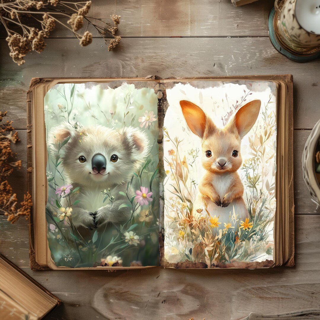 Baby Animals Junk Journal, Sloth Digital Paper, Bear Scrapbook Pages ...