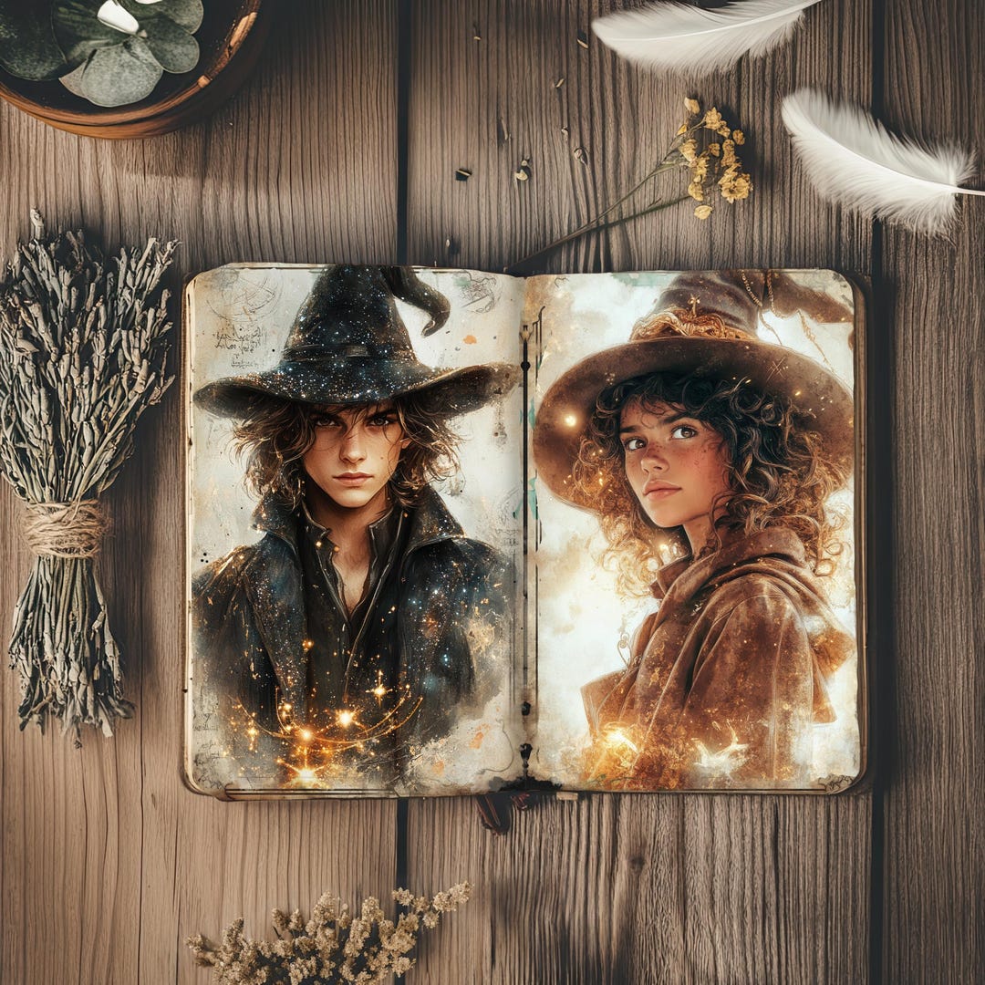 Spells Junk Journal, Wizard Papers, Magical Scrapbook, Golden Elf ...