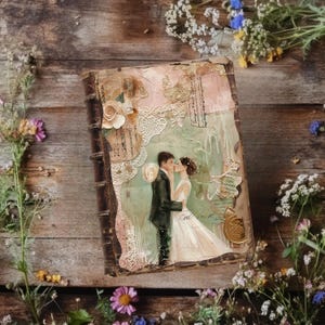 Diário de casamento caprichoso, páginas de scrapbook de casamento coradas, artesanato em papel para impressão, diário rústico, itens efêmeros de casamento, azul-petróleo e dourado VOL8