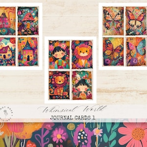 Cartes éphémères fantaisistes, impression numérique originale, carte postale de scrapbooking colorée, créations colorées à imprimer, carnets papillons indésirables