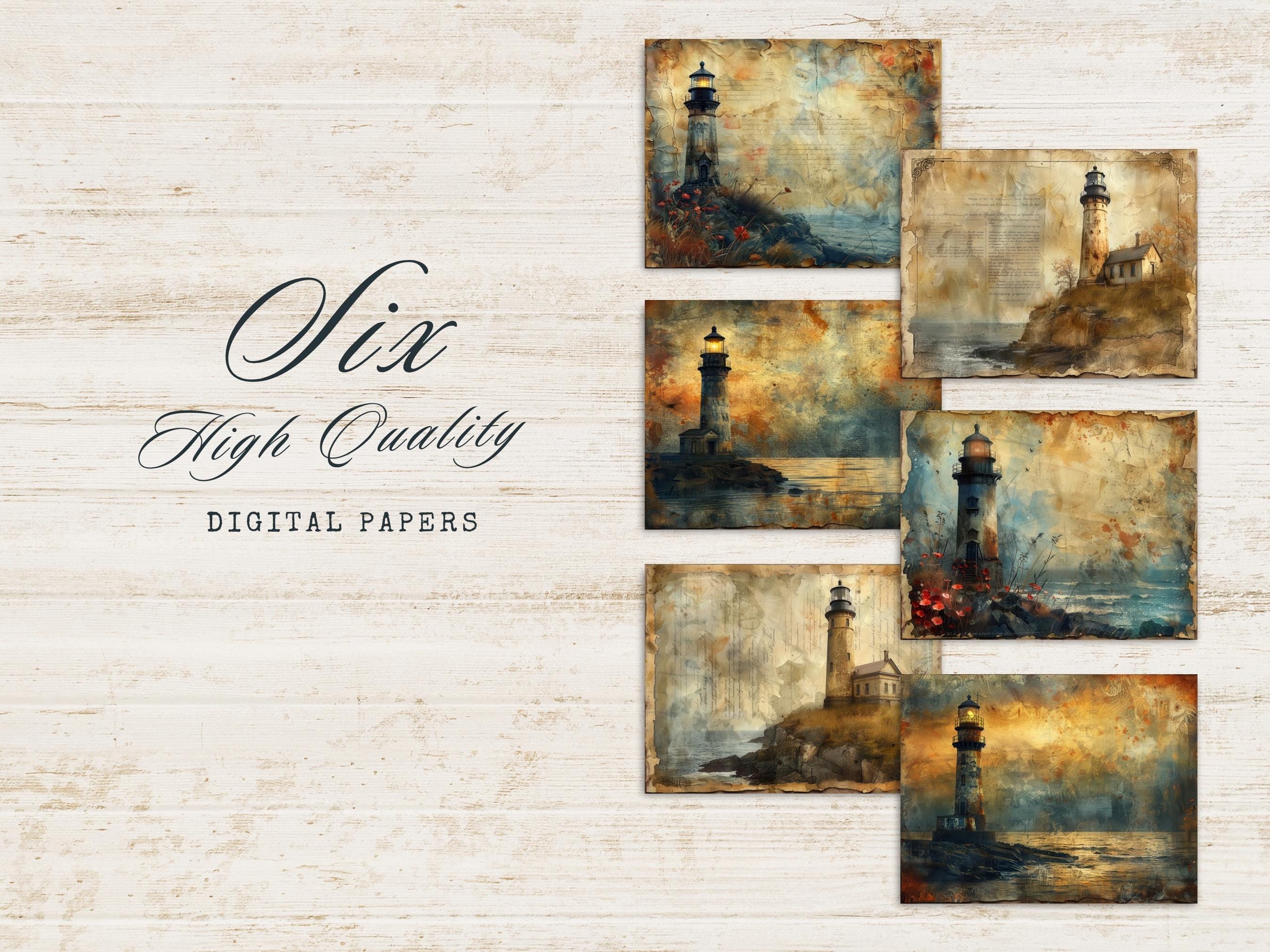 Lighthouse Junk Journal, Vintage Scrapbook Papers, Beacon Journal ...