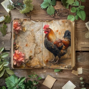 Chicken Junk Journal , Vintage Fowl Scrapbook Pages, Rooster Paper Craft, Hen Rustic Journal, Chick Ephemera, Farm Animal Decoupage