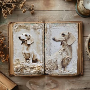 Junk Journal Pages Dogs, Vintage Scrapbook Papers, Rustic Journal, Dachshund Papercraft, Canine Collage, Puppy Printable Page, Dog Decoupage