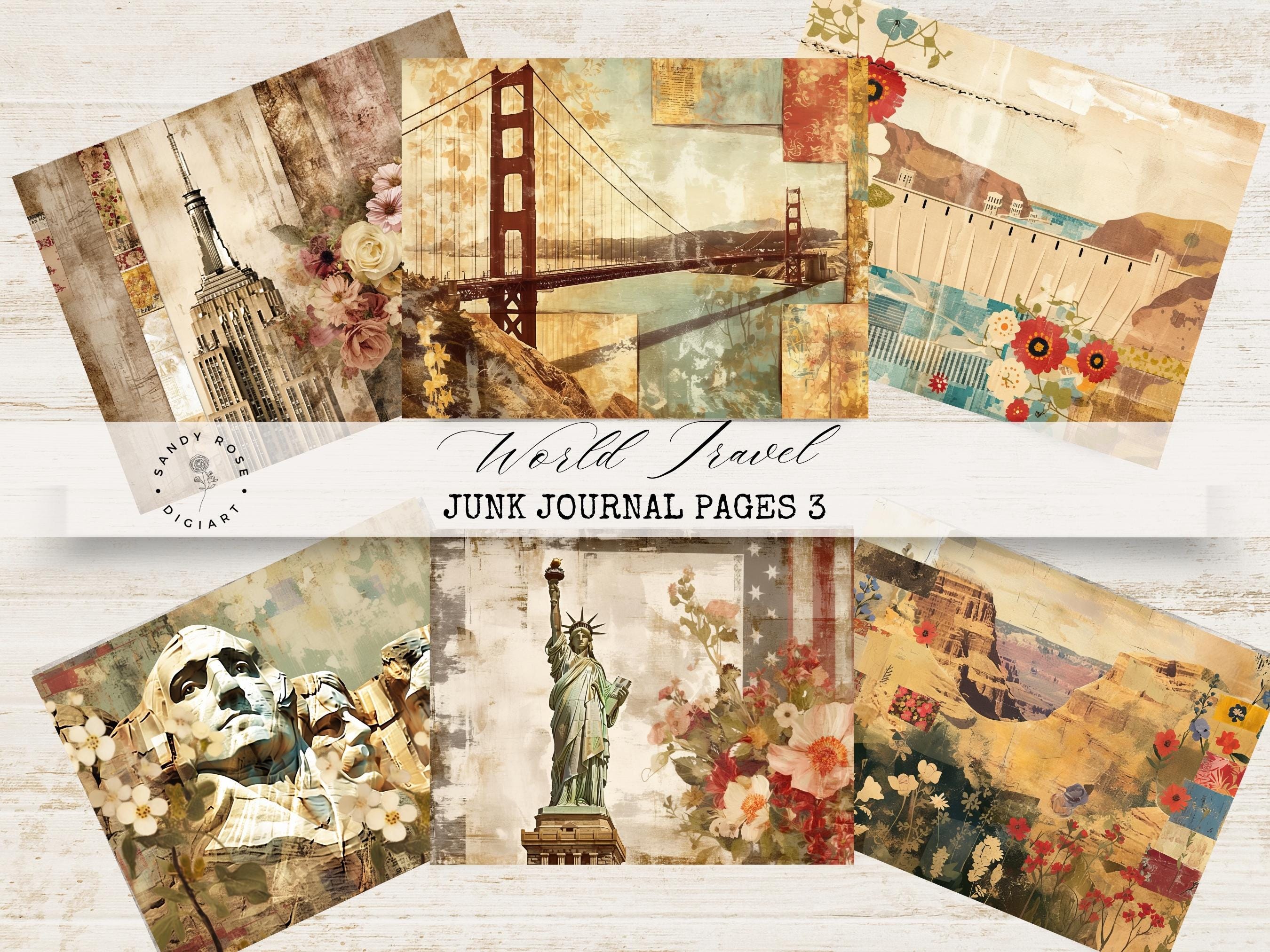 Travel Junk Journal Kit Digital Download, Vintage Scrapbook Pages ...