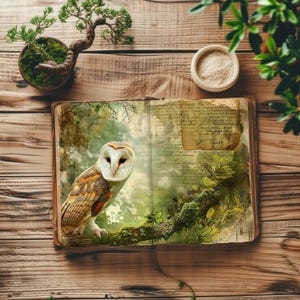 Woodland Animal Junk Journal Page, Forest Creatures Scrapbook, Owl Rustic Journal, Fox Papercraft,  Rabbit Ephemera, Mouse Magical Collage