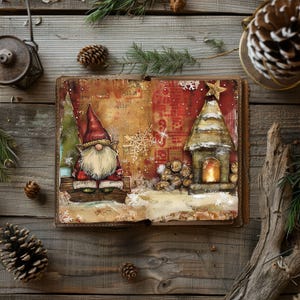 Traditional Christmas Junk Journal, Santa Digital Papers, Snowman Scrapbook Pages, Printable Angel Paper Craft, Xmas Decoupage, Snowy Scene