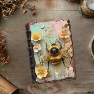 Bee Junk Journal Printable, Pastel Scrapbook Papers, Rustic Journal, Floral Paper Craft, Bumble Bee Collage Sheet, Bees and Flowers Ephemera