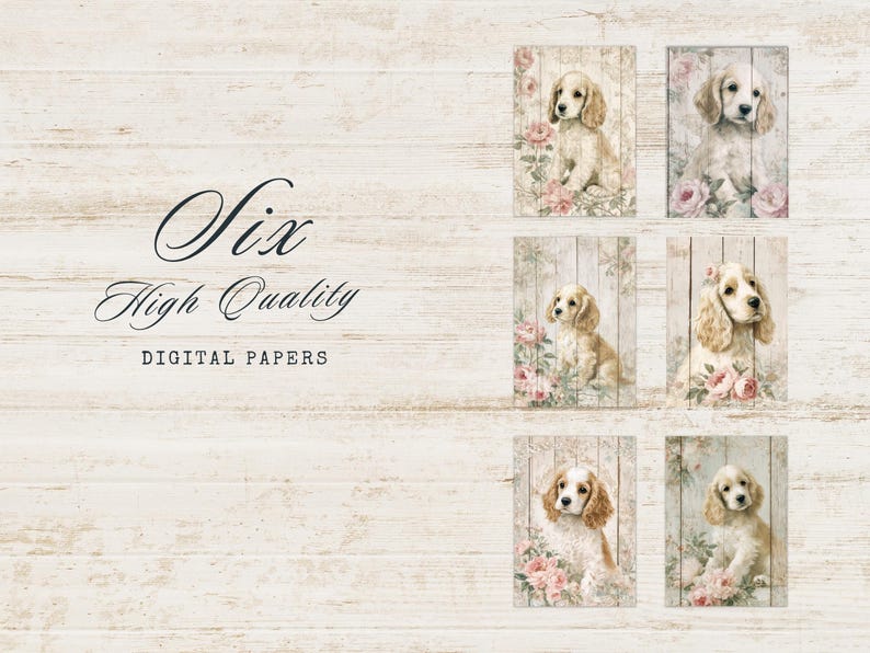 Dog Junk Journal Printable, Cocker Spaniel Scrapbook Paper, Rustic ...