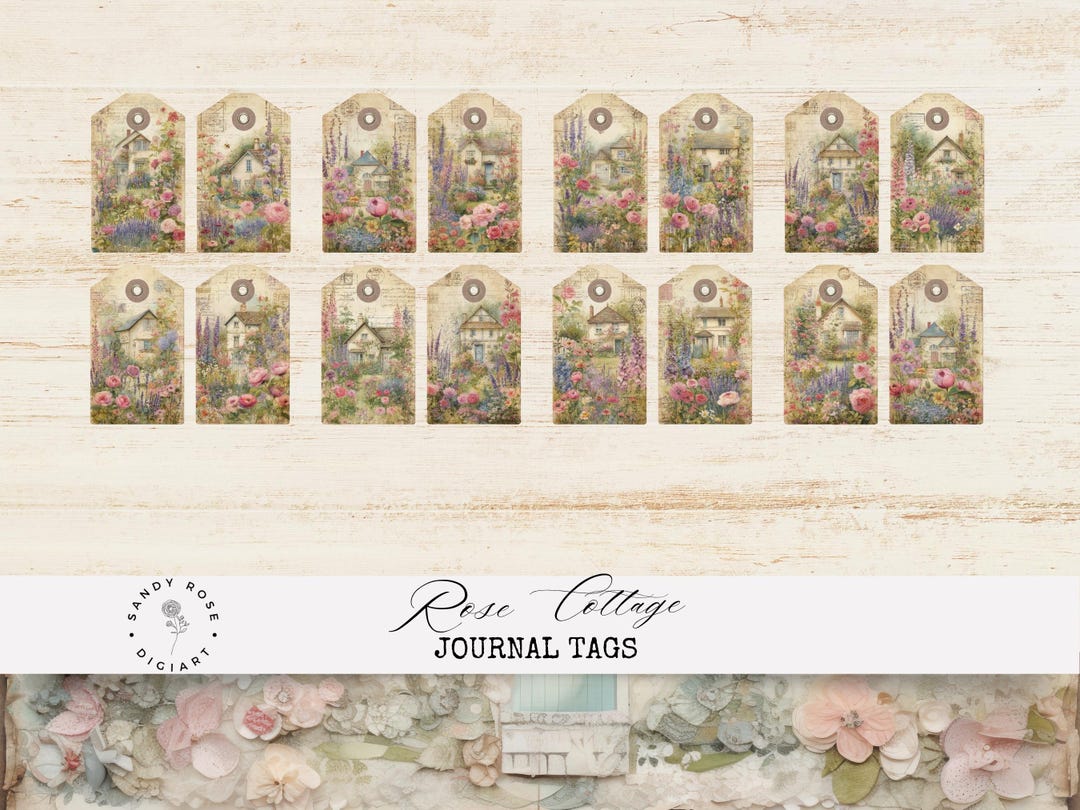 Cottagecore Junk Journal Tags, Floral Scrapbook Cards, Vintage ...
