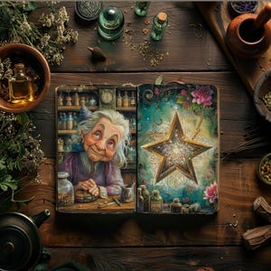 Kits de diário de lixo de boticário, papéis digitais botânicos, scrapbook mágico, papelaria para impressão de ervas, itens efêmeros de bruxa, colagem de boutique