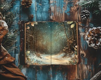 Enchanted Woodland Junk Journal, Midnight Blue Scrapbook Papers, Rustic Journal, Paper Craft,  Fantasy Ephemera, Magical Moon Collage