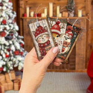 Rustic Christmas Junk Journal Ephemera Cards, Festive Fussy Cuts, Santa Papercraft, Snowman Christmas Gift Tags, Christmas Junk Journal