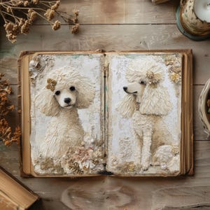 Ongewenste dagboekpagina&#39;s honden, vintage plakboekpapier, rustiek dagboek, poedelpapier, puppycollage, afdrukbare hondenpagina&#39;s, hond decoupage