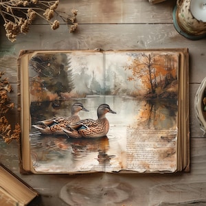 Kit de journal indésirable animaux de la forêt, papier numérique hibou, pages de scrapbooking effet vieilli renard, créations en papier vintage écureuil, collage rustique lapin