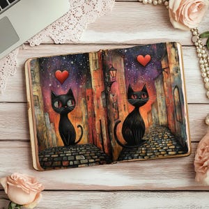 Junk Journal Black Cats, Distressed Scrapbook Pages, Printable Paper Craft, Rustic Journal, Quirky Cats Ephemera, Kitten Collage Sheet ST