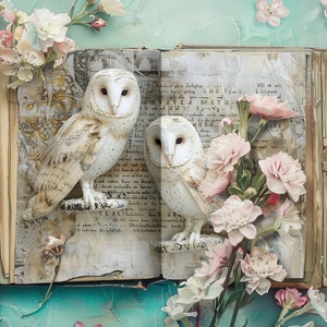 Diario di carta incantato del bosco, carta per scrapbooking con animali della foresta, diario rustico, artigianato di carta, effimeri boschi, collage di acquerelli VOL2