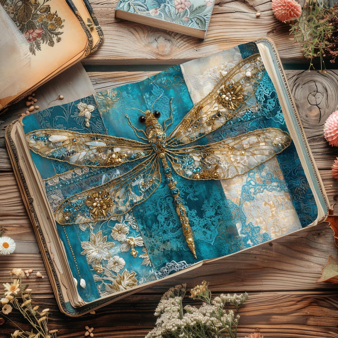 Dragonfly Junk Journal Printables, Digital Papers, Embellished ...