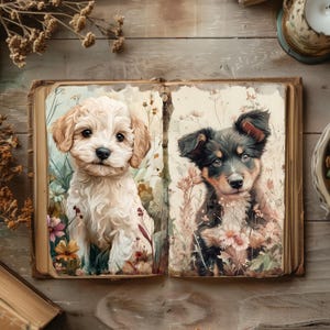 Hund Junk Journal Kit, Corgis Scrapbook Seiten, Terrier Papiermodelle, Labrador Ephemera, Goldendoodle Collage Sheet, Pomeranian Scrapbook