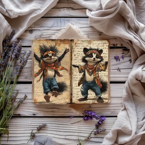 Diario hippie, papel imprimible con animales extravagantes, papel de álbum de recortes colorido, diario rústico, efímera boho, hoja de collage boho