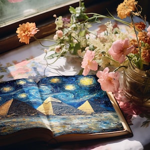 Kits de carnets de voyage, pages de scrapbooking vintage, aquarelles de monuments, créations en papier, monuments du monde, feuille de collage, ciel au clair de lune
