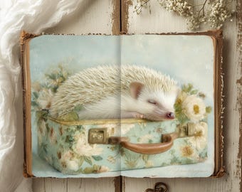 Junk Journal Kits with Teal, Countryside Scrapbook Papers, Fox Rustic Journal, Hedgehog Papercraft, Duck Ephemera, Woodland Animals Collage
