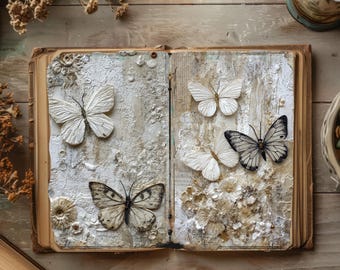 Butterfly Junk Journal Papers, Vintage Scrapbook Bundle, Rustic Journal, Dragonfly Ephemera, Bumble Bee Collage, Butterfly Decoupage