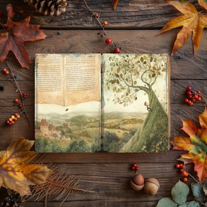 Fairytale Dreams Junk Journal, plakboek fabelpapier, mythisch collagevel, volksverhalen, kortstondige volksverhalen, decoupage fantasiefictie, pagina's met bonenstaak