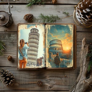 Italy Junk Journal Kit, Venice Rustic Journal, Florence Scrapbook Papers, Paper Craft, Travel Ephemera,  Italian Decoupage, Rome Collage