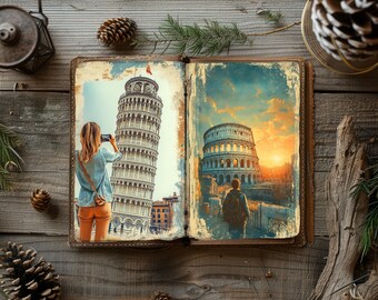 Italien Junk Journal Kit, Venedig Rustikal Journal, Florenz Scrapbook Papiere, Papiermodelle, Reise Ephemera, Italienische Decoupage, Rom Collage