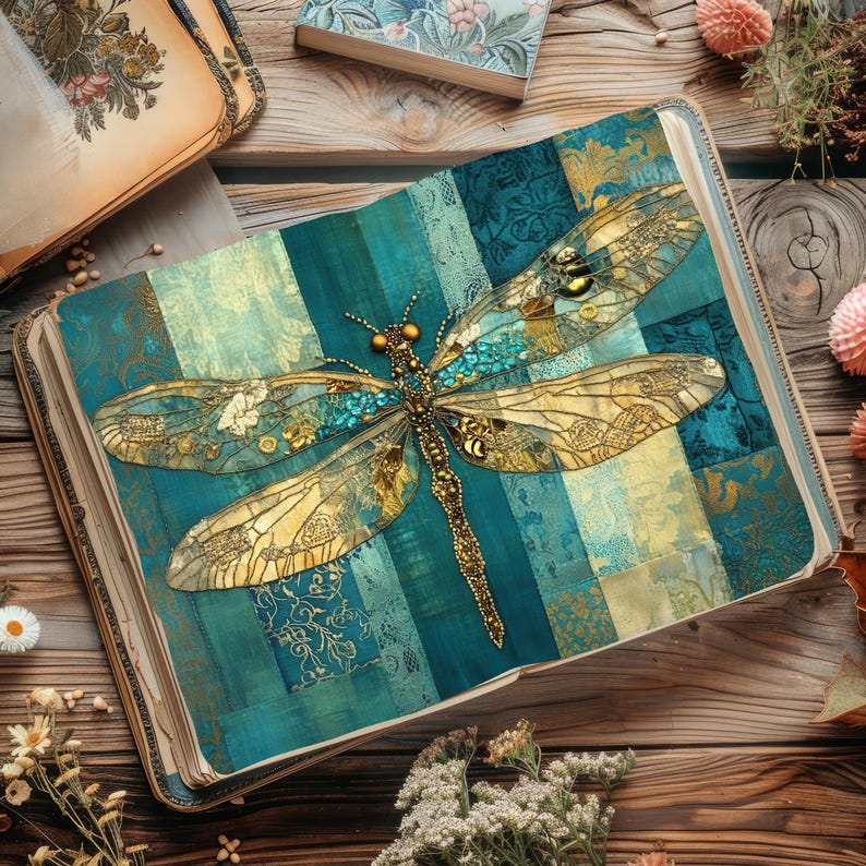Dragonfly Junk Journal Printables, Digital Papers, Embellished ...