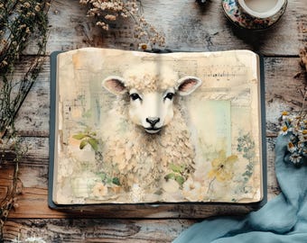 Farm Life Junk Journal , Sheep Junk Journal Printable, Vintage Scrapbook Pages, Lamb Papercraft, Pastel Rustic Journal, Ewe Ephemera