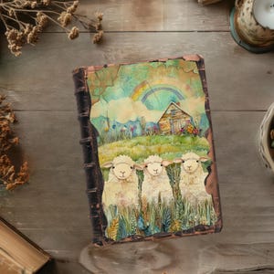 Pages de journal indésirable vie à la ferme, moutons fantaisistes à imprimer, scrapbooking coloré, créations en papier d'agneau, journal rustique pastel, éphémères originaux de brebis