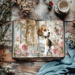 Dog Junk Journal Kit, Beagle Vintage Scrapbook Papers, Rustic Journal, Paper Craft, Collage Sheet,  Puppy Ephemera, Printable Decoupage Page
